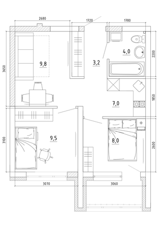 
   Продам 2-комнатную, 46.3 м², Уютный квартал, дом 2

. Фото 4.