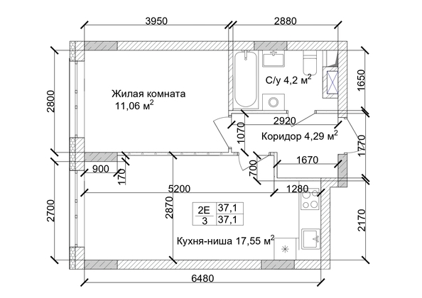 
   Продам 2-комнатную, 38.13 м², 7 высот, дом 9

. Фото 1.