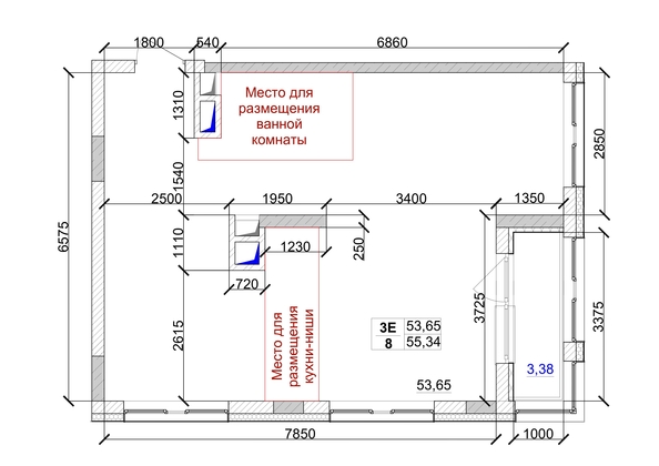 
   Продам 3-комнатную, 55.34 м², 7 высот, дом 9

. Фото 7.