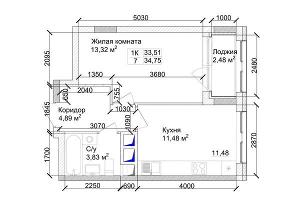 
   Продам 1-комнатную, 35.48 м², 7 высот, дом 9

. Фото 2.