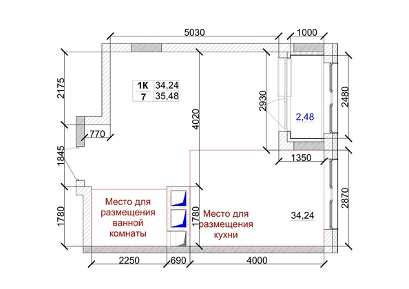 
   Продам 1-комнатную, 35.48 м², 7 высот, дом 9

. Фото 3.