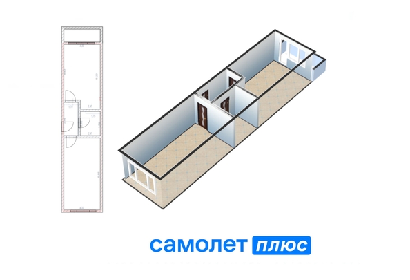 
   Продам 2-комнатную, 55.9 м², Молодежный пр-кт, 29

. Фото 2.