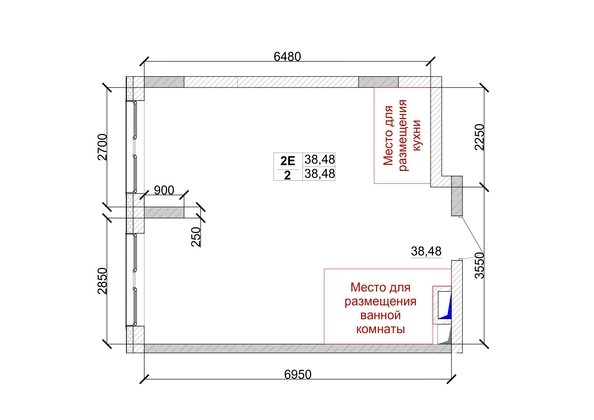 
   Продам 2-комнатную, 38.48 м², 7 высот, дом 9

. Фото 3.