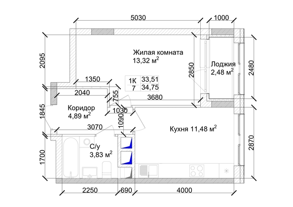 
   Продам 1-комнатную, 35.48 м², 7 высот, дом 9

. Фото 2.