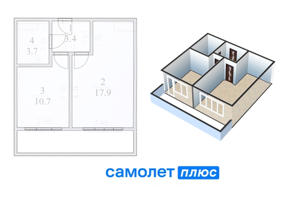 
   Продам 2-комнатную, 35.7 м², Химиков пр-кт, 36к2

. Фото 2.