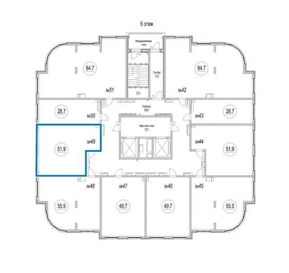 
   Продам 2-комнатную, 51.9 м², Панорама, (Октябрьский, 32а к.1)

. Фото 5.