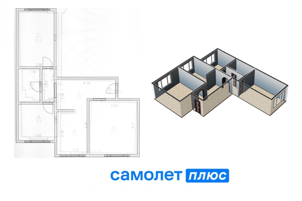 
   Продам 3-комнатную, 59.1 м², Солнечный мкр, 4

. Фото 1.