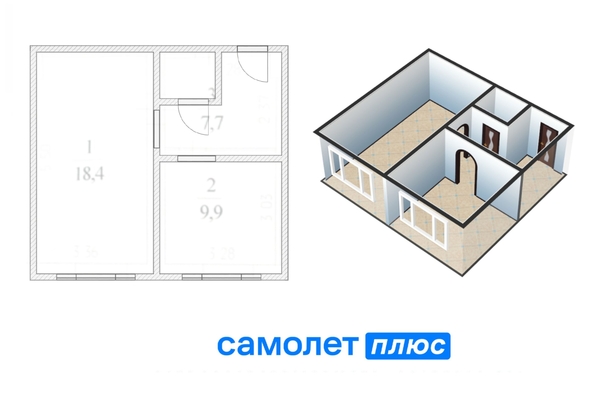 
  Продается 2-комн. квартира, 36 м², Дзержинского ул, д. 16А
. Фото 2.