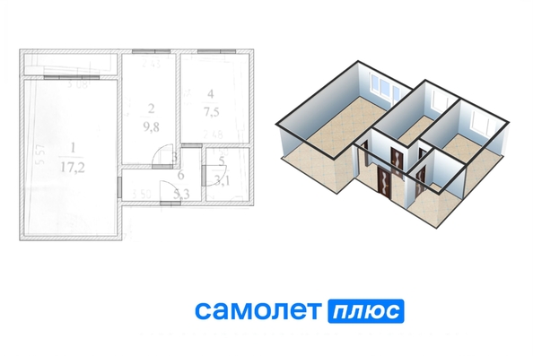 
   Продам 2-комнатную, 43.3 м², Марковцева ул, 14

. Фото 2.