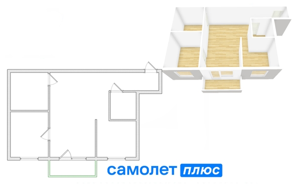 
   Продам 2-комнатную, 44.8 м², Юрия Смирнова ул, 24

. Фото 1.