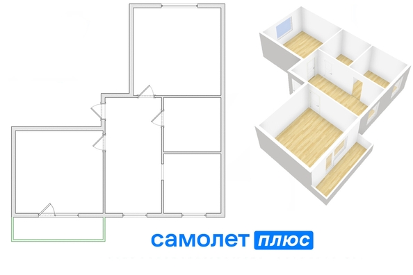 
   Продам 3-комнатную, 68.3 м², Молодежный пр-кт, 9/1

. Фото 2.