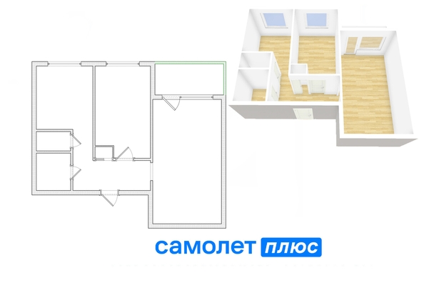 
   Продам 2-комнатную, 43.4 м², Комсомольский пр-кт, 49б

. Фото 2.