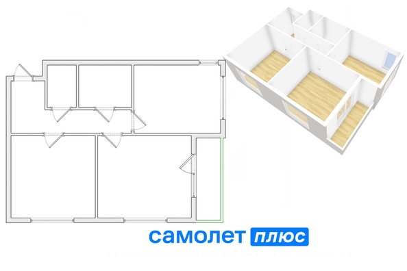 
   Продам 2-комнатную, 49.2 м², Сарыгина ул, 33а

. Фото 1.