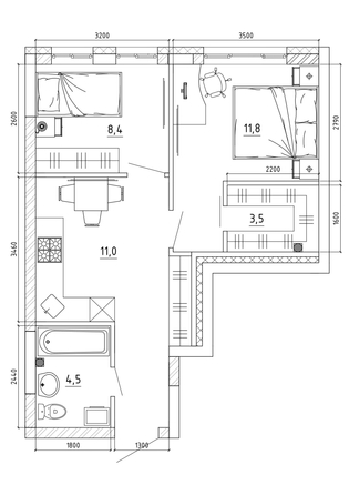
  Продается 2-комн. квартира, 45.2 м², ЖК Парковый, дом 3 этап 1
. Фото 14.