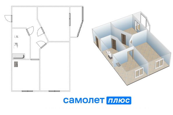 
  Продается 2-комн. квартира, 53.7 м², Ленина ул, д. 1
. Фото 6.