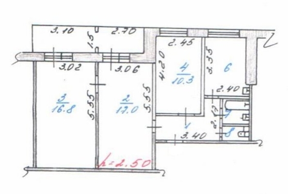 
  Продается 3-комн. квартира 64.3 м². Фото 8.