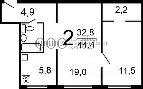 
  Продается 2-комн. квартира 44 м². Фото 19.