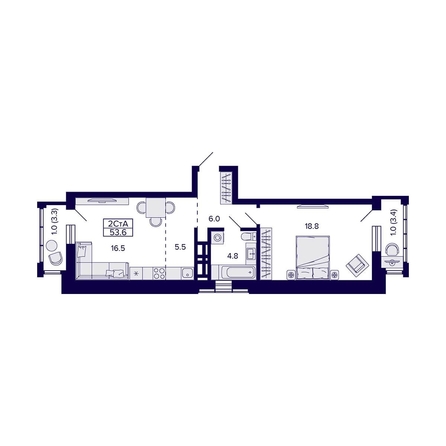 
  Продается 2-комн. квартира, 53.6 м², ЖК Grando (Грандо)
. Фото 1.