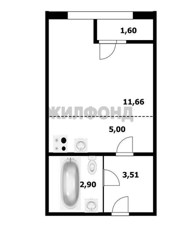 
  Продается студия, 25.6 м², Плющихинская ул, д. 2
. Фото 2.