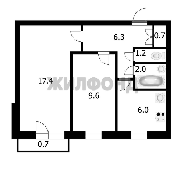 
   Продам 2-комнатную, 43.9 м², Народная ул, 30/1

. Фото 16.