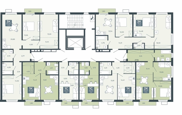 
  Продается 3-комн. квартира, 90.83 м², ЖК Дом в Мичуринском, корпус 2.2
. Фото 1.