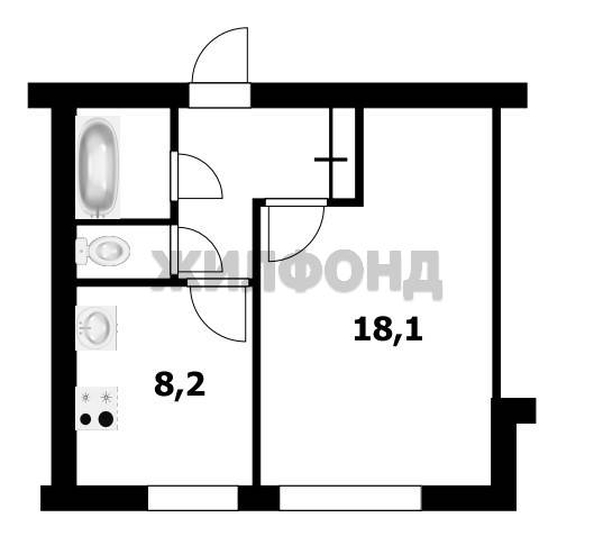 
   Продам 1-комнатную, 35.1 м², Сибиряков-Гвардейцев ул, 57

. Фото 7.
