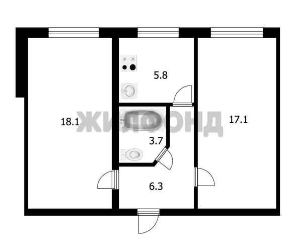 
   Продам 2-комнатную, 51 м², 2-й Римского-Корсакова пер, 11

. Фото 7.
