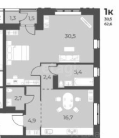 
   Продам 2-комнатную, 62 м², Аэропорт ул, 49

. Фото 14.