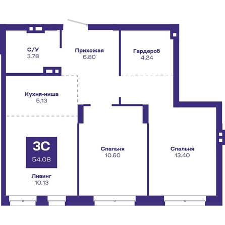 
  Продается 3-комн. квартира, 54.08 м², ЖК Базилик, дом 2
. Фото 3.