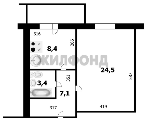 
   Продам 1-комнатную, 43.2 м², Военная ул, 9/1

. Фото 26.
