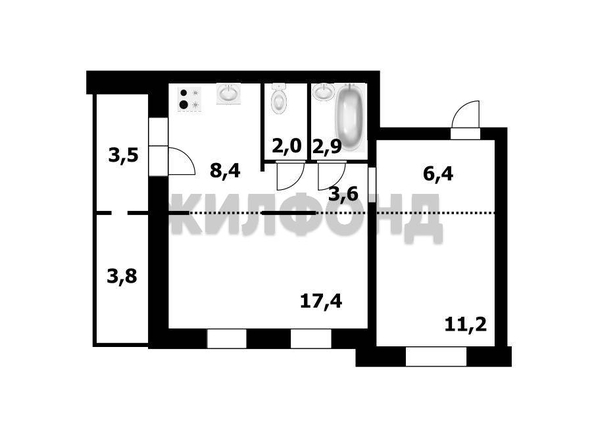 
   Продам 2-комнатную, 51.4 м², Николая Островского ул, 195/3

. Фото 25.