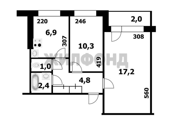 
   Продам 2-комнатную, 43.3 м², Железнодорожная ул, 6/1

. Фото 20.