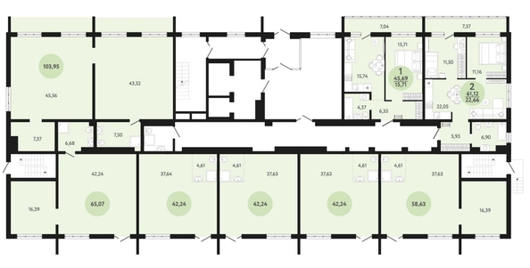 
   Продам 2-комнатную, 61.12 м², Новый парк, дом 3

. Фото 1.