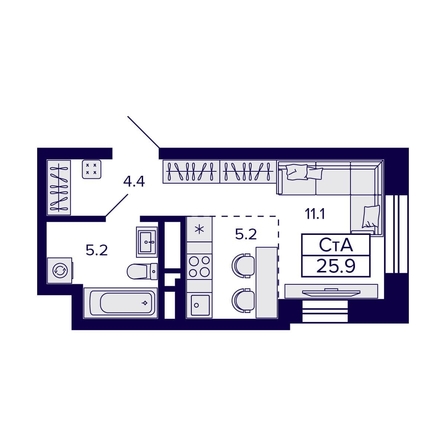 
  Продается студия, 25.9 м², ЖК Citatum (Цитатум)
. Фото 2.