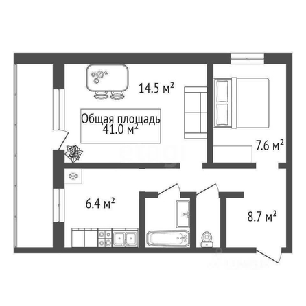 
  Сдам в аренду 2-комнатную квартиру, 41.1 м², Новосибирск

. Фото 10.