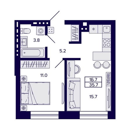
  Продается 1-комн. квартира, 35.7 м², ЖК Сподвижники
. Фото 5.