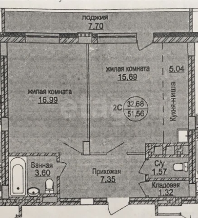 
  Сдается 2-комн. квартира, 51.56 м², Мясниковой ул, д. 6/1
. Фото 14.