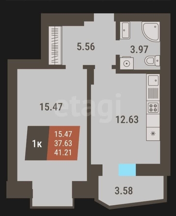 
  Сдается 1-комн. квартира, 41 м², Закаменский мкр, д. 22
. Фото 8.