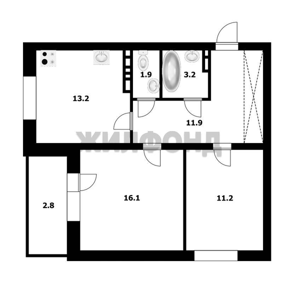
  Продается 2-комн. квартира, 57.7 м², ЖК Речкуновский, дом 10
. Фото 35.