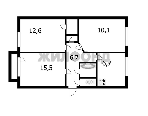 
  Продается 3-комн. квартира, 57.5 м², Олеко Дундича ул, д. 23/1
. Фото 7.