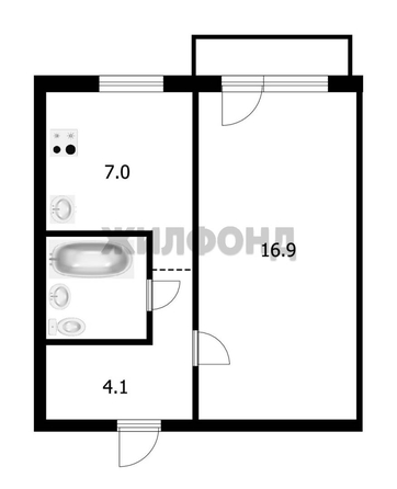 
  Продается 1-комн. квартира, 30.6 м², Станиславского ул, д. 19/2
. Фото 7.