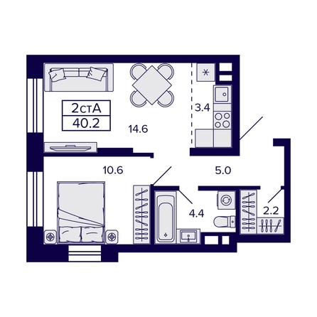 
  Продается 2-комн. квартира, 40.2 м², ЖК Citatum (Цитатум)
. Фото 2.
