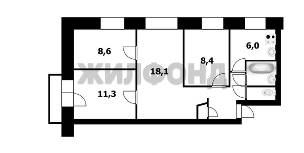 
  Продается 4-комн. квартира, 61.4 м², Широкая ул, д. 7
. Фото 18.