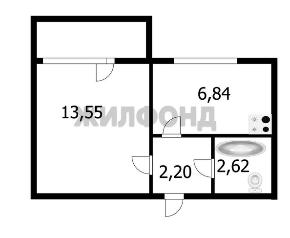 
  Продается 1-комн. квартира, 25.3 м², Одоевского ул, д. 1/2
. Фото 6.