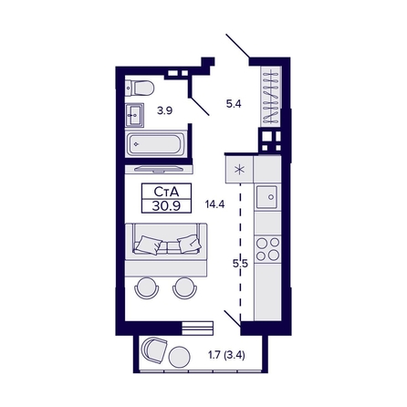 
  Продается студия, 29.2 м², ЖК Gorizont (Горизонт)
. Фото 1.