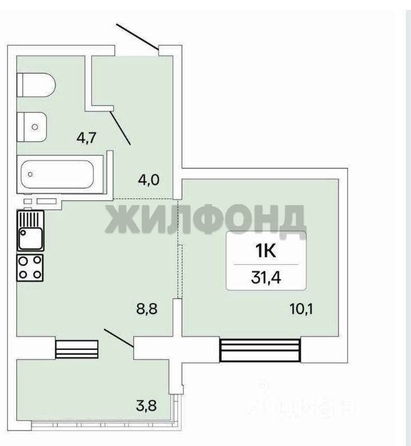 
  Продается 1-комн. квартира 31.4 м², в ЖК Цветной бульвар, дом 1. Фото 3.
