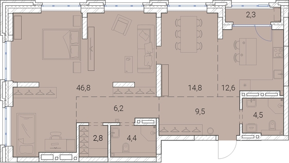 
  Продается 1-комн. квартира, 103.9 м², ЖК Тайм Сквер
. Фото 19.
