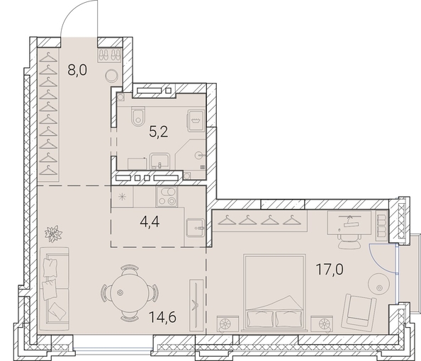 
  Продается 1-комн. квартира, 49.2 м², ЖК Тайм Сквер
. Фото 19.