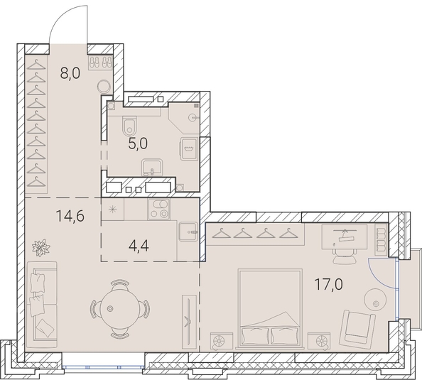 
  Продается 1-комн. квартира, 49 м², ЖК Тайм Сквер
. Фото 19.