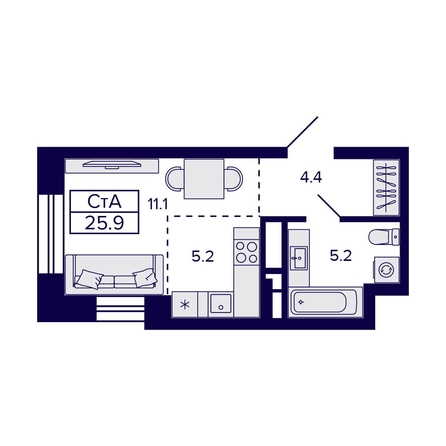 
  Продается студия, 25.9 м², ЖК Citatum (Цитатум)
. Фото 1.